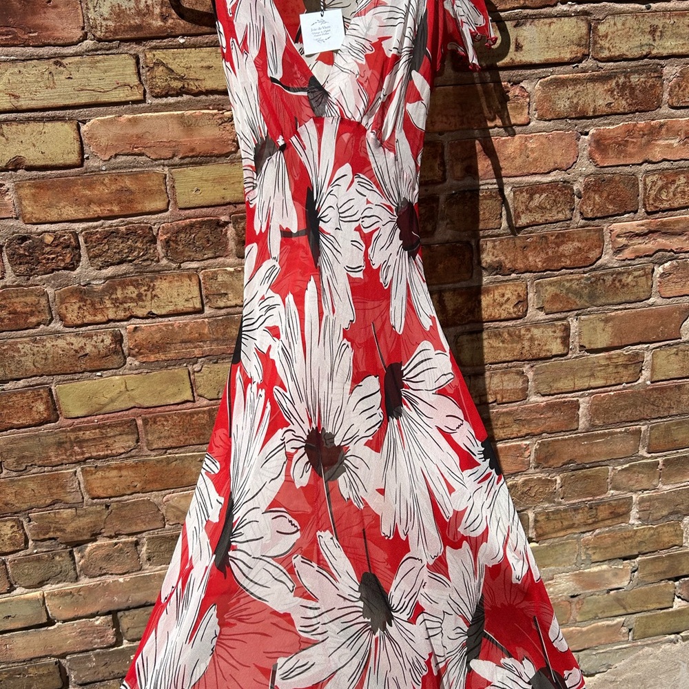 Vintage 1990s Betsey Johnson Chiffon Bias Cut Daisy Dress Y2K Friends-Era XS